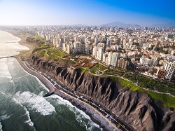 Lima is located right along the Pacific Ocean